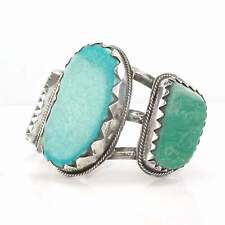 Massive, Southwest Sterling Silver Cuff Bracelet Turquoise Three Stone picture