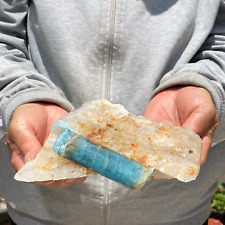 906g  Large Raw Blue Aquamarine Beryl Quartz Crystal Gemstone Rough Specimen picture