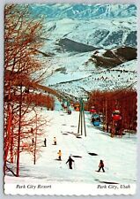 Postcard - Utah Park City resort skiers and aerial chairlifts 89 picture