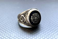 Volunteer Fire Department Fireman Firefighter FD Sterling Silver Ring Size 10½ picture