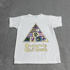 Vintage 90s Girl Scouts T Shirt Girls Medium Brownie Pyramid Tee Made In USA picture