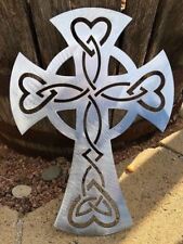 Celtic Ornamental Cross - Metal Wall Art - Polished Silver 22