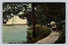 Howell MI-Michigan, Driveway at Lake, Antique Vintage Souvenir Postcard picture