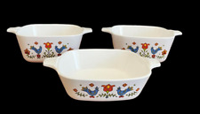 Corning Ware Rooster Petite Casserole Dish Rooster Country Festival Set 3 1975 picture