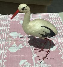 Old Vintage Antique German Spun Cotton Stork Bird Candy Container 10” Tall Nice picture
