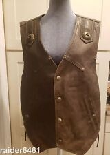Harley Davidson Men's Distress Brown Leather Heritage Vest USA Made Large GUC picture