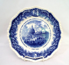 1939 Mason's King George VI Queen Elizabeth Commemorative Roosevelt Blue Plate picture