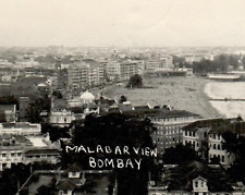 Vintage Real Photo Postcard RPPC Malabar Bombay India Beach Shore City Buildings picture