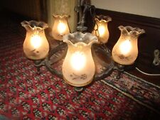 Vintage Wrought Iron/Frosted Glass Round Chandelier w/canape  Pretty picture