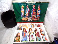 11pc nativity set Porcelain figurines on wood base by International Bazaar EUC picture