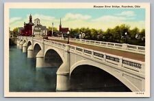 Napoleon OH Maumee River Bridge Henry County Courthouse Church Postcard Vtg C14 picture