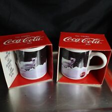 Coca Cola Polar Bear Mug Lot x2 16 oz Ceramic VTG Set Original Boxes GUC Rare picture