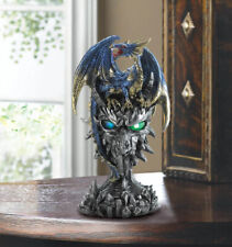 New Blue Dragon Warrior Statue Fantasy Mythical Legend Magic LED Light Gothic picture