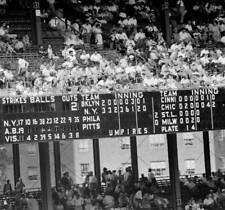 Overloaded Polo Grounds scoreboard tells sad plight of Dodgers at  .. Old Photo picture