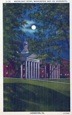 Moonlight Scene Washington & Lee University Lexington VA Linen Vintage Postcard picture