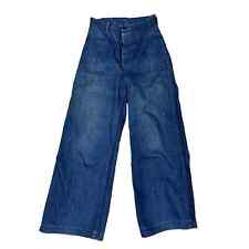 US Navy USN Sailor WWII Blue Denim Dungarees Jeans Trousers 1940s 26 X 27.5 picture