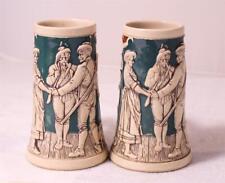 Two Antique German Beer Steins Hunter's Farewell by Rosskopf/Gerz #326 c.1900 picture