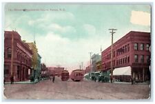 1908 Broadway Classic Car Intersection Trolley Town Fargo North Dakota Postcard picture