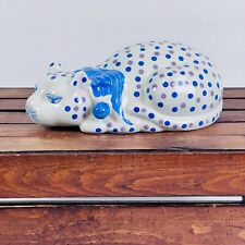 Vintage Pouncing Cat With Blue and White with Poke a Dots picture