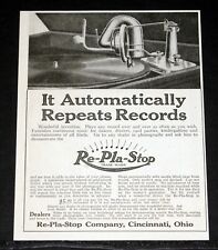 1917 OLD MAGAZINE PRINT AD, RE-PLA-STOP, IT REPEAT PLAYS PHONOGRAPH RECORDS picture