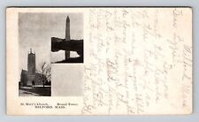 Milford MA-Massachusetts, St Mary's Church, Round Tower, c1905 Vintage Postcard picture