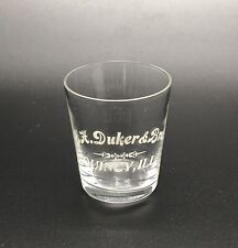 J H Duker & Bro Pre-Pro Whiskey Shot Glass / Vtg Acid Etched Tavern Advertising picture