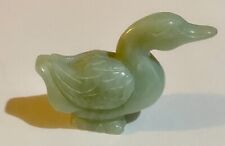 1 Vintage Hand carved serpentine duck charm, green jade duck beads picture