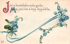 Just Handshake & Smile May You Live a Long While Greeting, Vintage Postcard picture