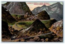 c1920’s Scene In Cripple Creek District Railroad Locomotive Colorado CO Postcard picture