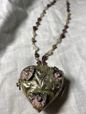 Victorian Style Metal Heart Trinket Box Beaded Sweet Valentine Love Keepsake picture