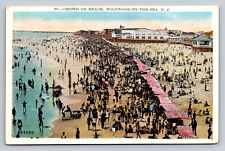 c1920s Crowd On Beach Wildwood By The Sea New Jersey  P784 picture