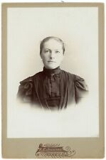 CIRCA 1890'S CABINET CARD Lovely Woman Black Victorian Dress Johnson Oakes ND picture