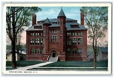 c1920's High School Campus Entrance Building Stairs Walton New York NY Postcard picture
