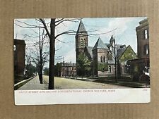 Postcard Holyoke MA Massachusetts Maple Street and Second Congregational Church picture