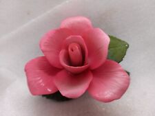 Vintage Handpainted Pink Rose Napoleon Ceramic Flower Piece Made In Italy W/ Box picture