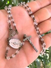 Italian Rosary Antique Sterling Silver Crystal Bead Faceted Beads Tiny 1860s † picture