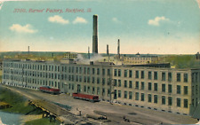 Barnes' Factory in Rockford, Illinois c.1910 with railroad antique postcard picture