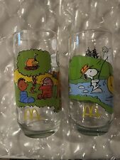 Peanuts McDonalds Glass Drinkware Camp Snoopy Charlie Brown Vintage picture