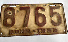 1922 CONNECTICUT License Plate. Antique Vintage Tag. 4 Digit Sequential # 8765 picture