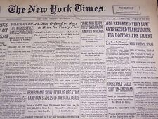 1935 SEPTEMBER 10 NEW YORK TIMES - LOU REPORTED VERY LOW - NT 1955 picture