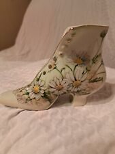 Vtg Limoges China Victorian Boot Figurine With Hand Painted Daisy's Pattern.  picture