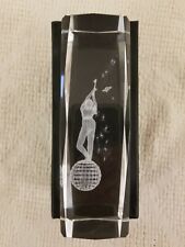 3D Laser Etched Crystal Glass 6 Inch Golf Ball Fairway Golfer Paperweight picture
