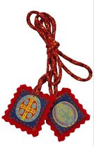 St.Saint Benedict Medal Red Cloth Scapular Necklace escapulario de San Benito picture