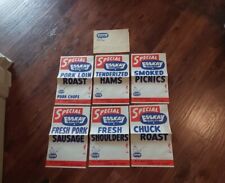 6 NOS Vintage Esskay Meat Advertising Paper Supermarket Grocery Store Signs picture