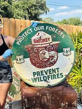 Large Porcelain Smokey Prevent Wildfires Double Sided Advertising Sign 30 in picture