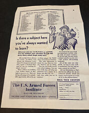 US Armed Forces Institute Vtg Flyer Poster Coupon Army Navy Military Ephemera picture
