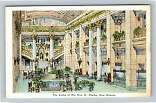 New Orleans LA- Louisiana, Lobby The New St. Charles, Vintage Postcard picture