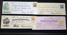 4 Old Bank Check Receipts Used w/ Revenue Stamps - 1864, 1865, 1871, 1872 NJ PA picture
