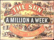 c1880 THE SUN A Million A Week I.W. England Publisher Sign Newspaper Advertising picture