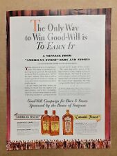 Vintage 1939 Seagram's Whiskey 7 VO Earn Good Will Print Ad Advertisement  picture